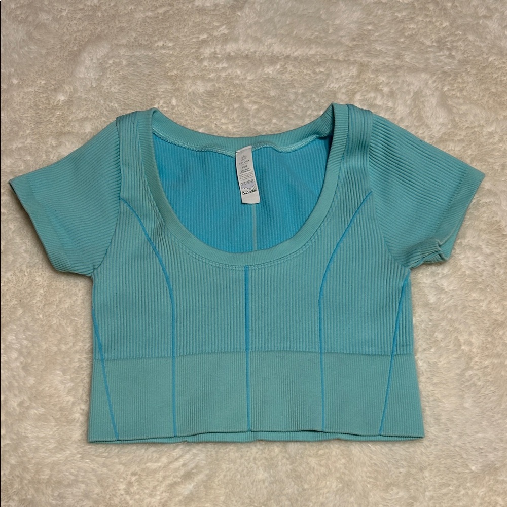 Offline by Aerie Women's Turquoise Ribbed Crop Top sz XS